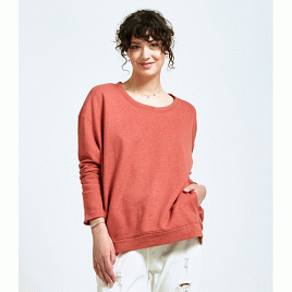 *LAST ONE* Ladies' Slouchy Sweatshirt Deep Coral S (LT-50008) 